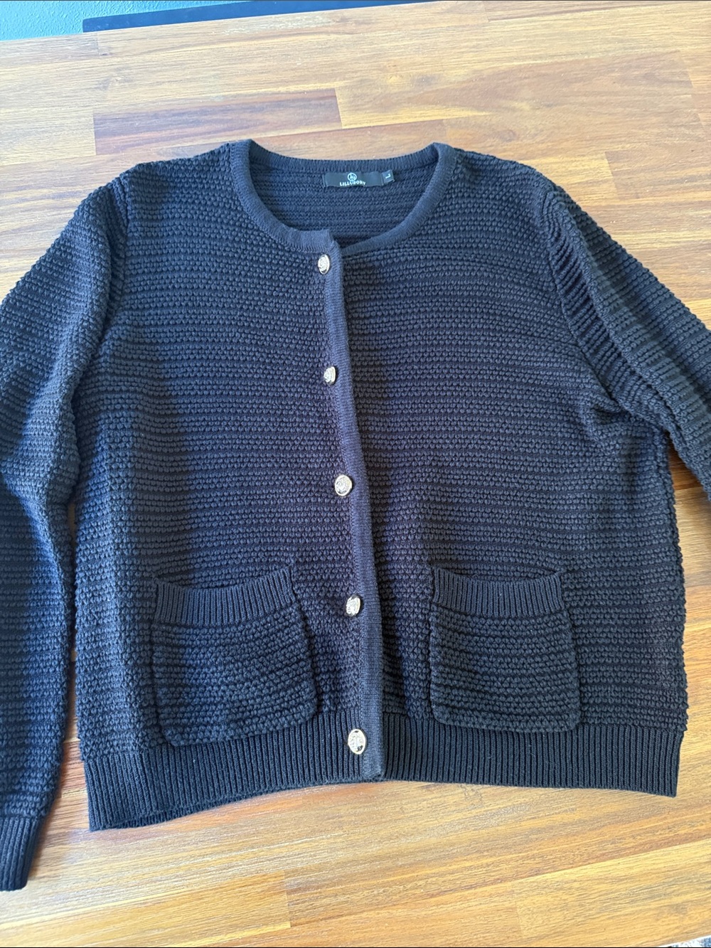 Black Women's Knit Button-Front Cardigan Sweater